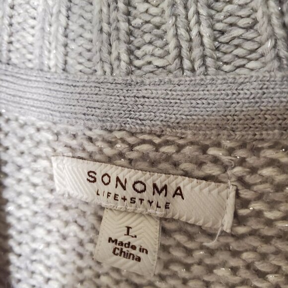 Sonoma Life + Style Women's Long Patterned Cardigan Sweater w. Pockets Size LG - Picture 4 of 8